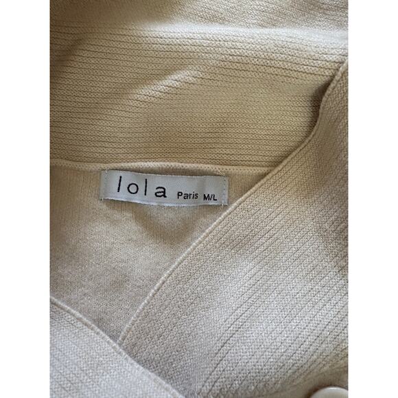 Lola Paris Beige Shawl Collar Cardigan Sweater M/L - Picture 4 of 5